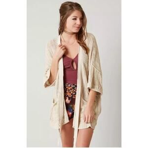Free People Cream Open Knit Beach House Brunch Cardigan Sz Xs